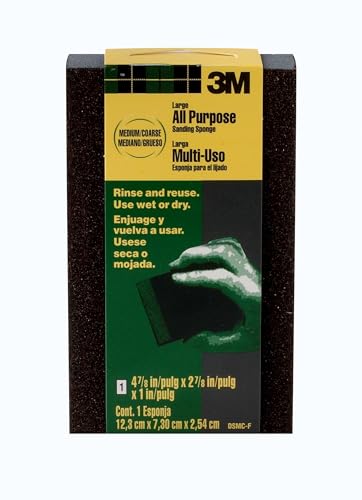 3M™ General Purpose Sanding Sponge DSMC-ESF-10, 2 7/8 in x 4 7/8 in x 1 in, Dual Grit, Medium/Coarse, 10 ea/cs - size: 4-7/8 in x 2-7/8 in, style: Medium/Coarse