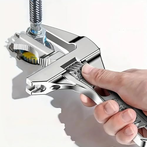 Arc Short Handle Large Opening Bath Wrench, Detachable Plumbing Pipe Adjustable Spanner, Multi-Function Socket and Pipe Wrench Tool, Silver - color: Silver