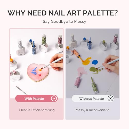 MelodySusie 1PC Heart Shape Resin Nail Art Palette, Professional Color Mixing Board for Gel Polish, Acrylics, Pigment Blending, Salon and DIY Makeup Artist Tool, Pink - color: Pink Heart Without Spatula