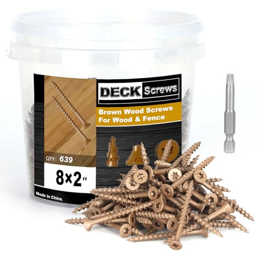 Deck Screws #8 x 2’’, T25 Star Torx Drive Flat Head Wood Screws, Brown, 5lb - color: Brown, size: 8X2’’