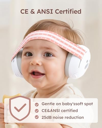 Yoofoss Baby Ear Muffs Noise Protection for Infants Up to 36 Months - Noise Cancelling Headphones for Ear Protection - color: Pink