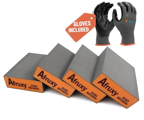 Sanding Sponge Super High-Density Sandpaper Block, Fine Grit Sanding Block, Reusable Dry Wet Sanding Blocks for Wood, Drywall,Metal,Sandpaper Sand Block, 4pcs 320 grit Sandpaper Sponge by Afruxy - size: 320 Grit 4 Pack