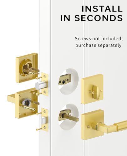 Asidrama 1 Pack Brushed Gold Passage with Deadbolts - color: Brushed Gold, size: 1 Pack, style: Passage with Deadbolt