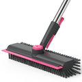 AIR U+ Floor Scrub Brush with Long Handle, 3-in-1 Rotating Head & Squeegee - color: Gray and Pink, size: 1 PACK