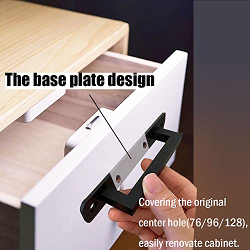 2 Pack 5 Inch 128 mm Matte Black Square Cabinet Handles with Base Plate Aluminum Cabinet Pulls Drawer Pulls Sliding Door Pulls - color: SquareBlack, size: 5 Inch