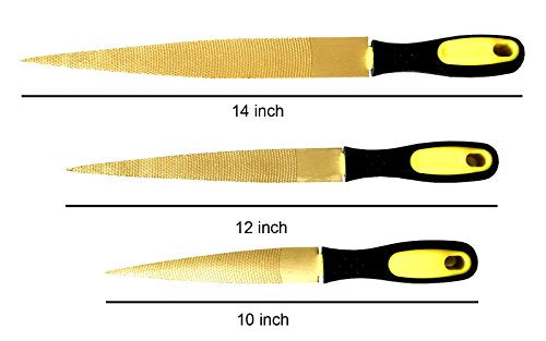 Golden 6/8/10 Inch Wood Rasp File Set (3-Pack) | Golden Brand Double-Cut Teeth for Shaping Soft Metal & Plastic, Includes Storage Bags - size: 6-8-10 inch Golden Wood rasp