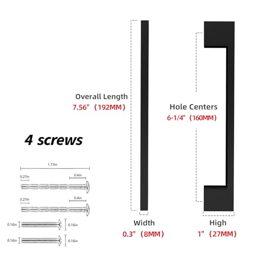 10 Pack 6-1/4 Inch(160mm) Cabinet Pulls Matte Black Kitchen Cabinet Handles Zinc Alloy Drawer Pulls Solid Cabinet Hardware - color: Matte Black, size: 6-1/4'' Hole Center(160mm)