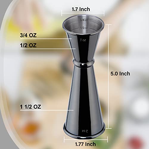 Briout Double Cocktail Jigger for Bartending, 2 OZ & 1 OZ,Rolled Edge Black - color: Black, size: Rolled Edge-1oz/2oz-1PC