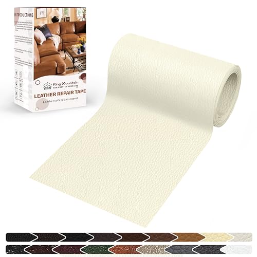KING MOUNTAIN Leather Repair Patch,4 x 63 Inches self Adhesive Leather Repair Tape for Damaged Leather Furniture, Sofa Seating,Car Seats, Leather Goods(Beige White) - color: Beige White, size: 4" x 63"