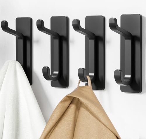 pickpiff 13LB Strong Stick-on Hooks for Coat & Towel, Black 6 Pack - color: Black, size: 6 Pack