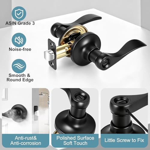 10 Pack Door Handles Interior Door Knobs, Door Locks for Bedrooms