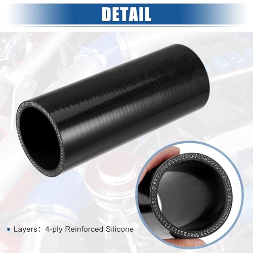 uxcell 4-Ply 2" ID 6" Length Reinforced Silicone Reducer Hose Black - size: 2" ID