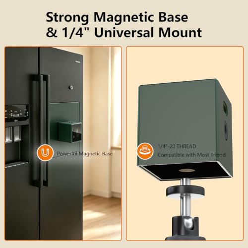 5-in-1 Digital Laser Level with Tripod, Magnetic Base & USB Rechargeable, Mini Angle Finder & Protractor, ±0.1° High Precision Cross Line Laser, Green/Red Beam for Picture Hanging,Tiling & DIY - color: Dark Green