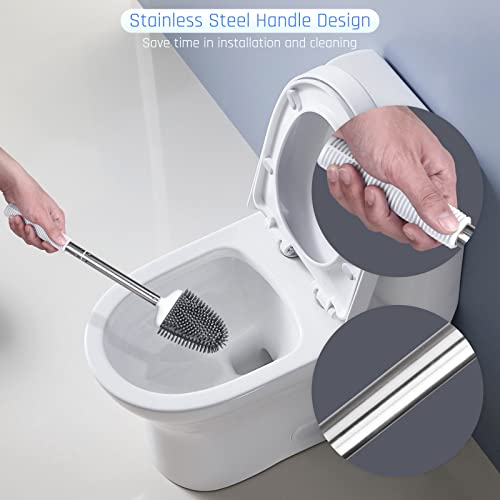 Sellemer Silicone Toilet Brush, Ventilation Slots Base Holder 1 Pack, White - color: White-1pcs