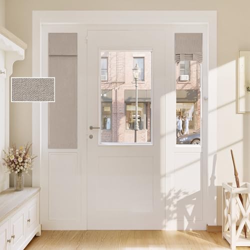 RYB HOME 100% Blackout Classroom Door Window Cover, Sidelight Curtains - color: Sand, size: 12"W x 40"L (Pack of 1)