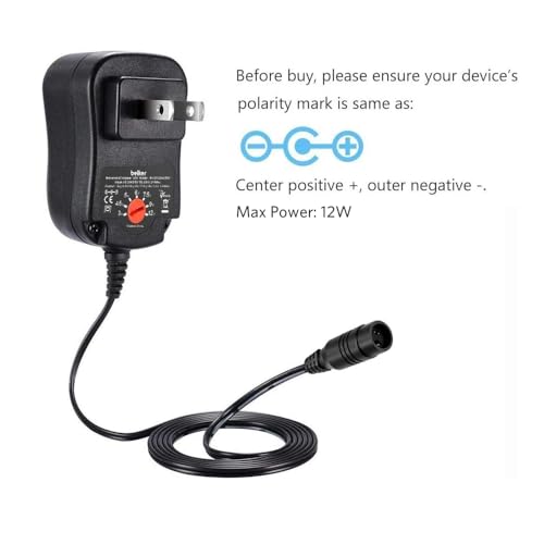 Belker 12W Universal 3V 4.5V 5V 6V 7.5V 9V 12V AC DC Adapter with 8 Tips