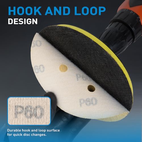 S SATC 30 PCS 6 Inch 6 Hole Sanding Disc Assorted 60 80 100 120 150 180 220 320 400 600 800 1000 Grit Hook and Loop Sand Paper for Random Orbital Sander - style: 6 Hole Yellow