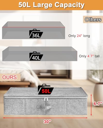 punemi 6.7 in Tall Sturdy Under Bed Storage Containers with Lid, 2Pack,Gray - color: Grey, size: 2 Pack-6.7 inch Tall-Structured