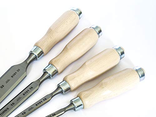 Narex Chisel Set 4 Pieces (8/10/16/32) - color: Natural Lacquered