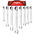 Egofine 8-Piece Ratcheting Wrench Set, Cr-V Steel SAE Wrench Set from 1/4" to 11/16", 72 Teeth Ratchet Wrench, 12 Point Open End & Box End Combination wrench set with Roll Up Pouch - size: SAE-8 piece set