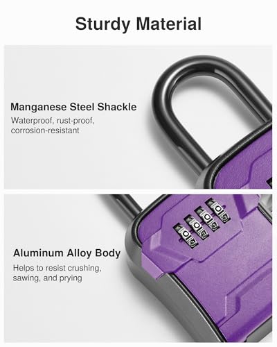 Puroma Key Lock Box for House Keys Combination Lockbox with Code, 1 Purple - color: Purple