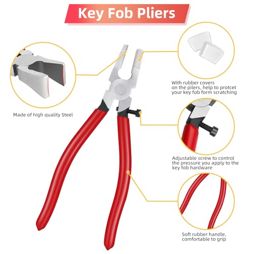 40 Sets Key Fob Hardware, 1 Inch Keychain Hardware with Glass Running Pliers for Key Chain, Lanyard & Wristlet Making Supplies (4 Colors)