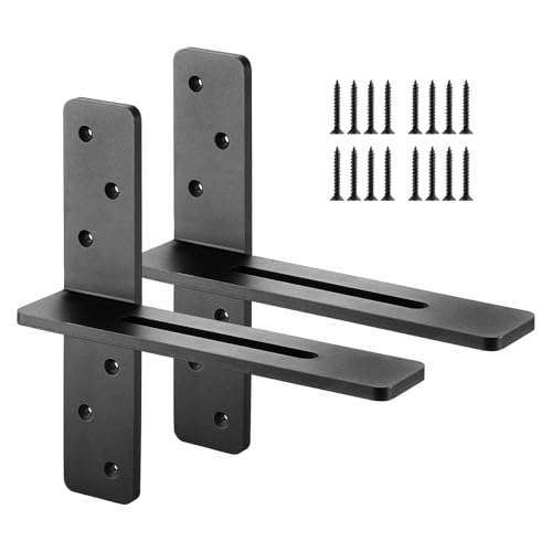 VEVOR T Shelf Brackets, 200 lbs Capacity, 2 Pcs, 12 inch Solid Steel Heavy Duty with Screws for Floating Shelves, Countertop Support Hardware - size: 12x2.89x12 in