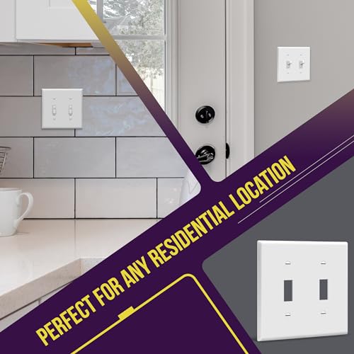 ENERLITES Double Toggle Light Switch Wall Plate, Size 2-Gang 4.50" x 4.57", Unbreakable Polycarbonate Thermoplastic, 8812-W-10PCS, White (10 Pack) - color: White, size: 2 Gang