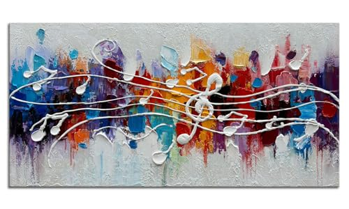 zoinart Colorful Music Symbol Oil Painting Wall Art Abstract Textured Art, Creative Pattern Wall Decor, Modern Artwork for Living Room Bedroom Decorations - color: YH-B202