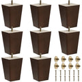 Hoteam 8 Pcs 4 Inch Square Wood Furniture Legs Couch Sofa Feet, Brown - size: 4 Inch
