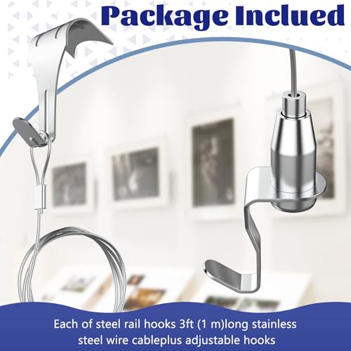 16 Pack Picture Rail Hooks and Wire,Picture Rail Hanging System with Hooks