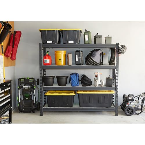 Ironton 4-Tier Industrial Steel Shelving Unit, 8,000-Pound Load Capacity, Garage Storage Rack, 77" W x 24" D x 72" H | Adjustable shelf heights, 2, 000-lb. capacity per shelf, Garage and workshop organization, Accessible storage - size: 4 Tier