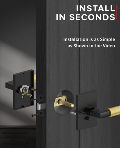 Asidrama 6 Pack Black and Gold Privacy Interior Door Handles - color: Black and Gold