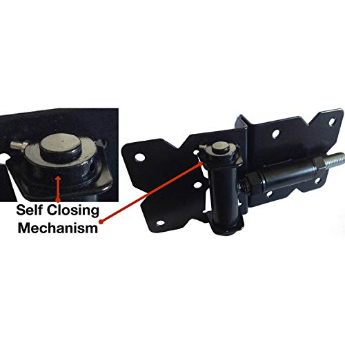 Jake Sales Self Closing Black Powder Coated Vinyl Gate Hinges - Adjustable 3/4" - 1-1/2" - Includes 2 Hinges & Mounting Hardware - color: Black