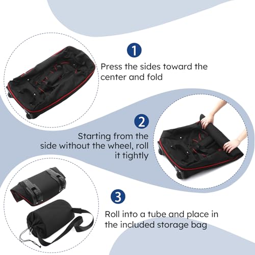 110L Expandable to 140L 32” Foldable Oxford Soft-Sided Rolling Duffle Bag with 2 Heavy-Duty Wheels,2 Large Compartments,Adjustable Shoulder Strap and Attached Organizer Pouch,Black Red - color: Black Red