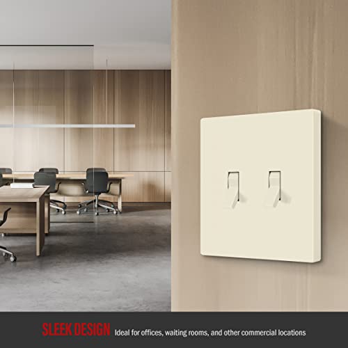 ENERLITES Screwless Double Toggle Switch Wall Plate, Child Safe Dual Light Switch Cover, Standard Size 2-Gang 4.68" x 4.73", Unbreakable Polycarbonate Thermoplastic, SI8812-LA, Glossy, Light Almond - color: Light Almond, size: Screwless