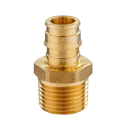 2 piece EFIELD Brass Expansion Pex A 1/2" x 1/2" Male NPT Adapter Fitting - size: 1/2" x 1/2" (Brass, Pack of 2)