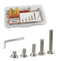 38pcs 1/4-20 5 Sizes Countersunk Head Screws, Flat Socket Head Cap Screws Assortment Kit with Allen Keys, 304 Stainless Steel Socket Cap Bolts Flat Countersunk Head Machine Screws - size: 304-5Size-1/4-38P