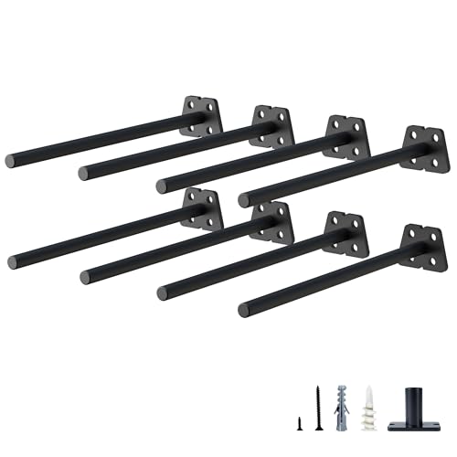 NEODROP 8-Pack 10 Inch Hidden Floating Shelf Bracket, Heavy Duty Blind Shelf Support Hardware | Invisible Wall Brackets for Kitchen, Fireplace Mantel Wood Shelves | Black Powder Coated Solid Steel - size: 10 Inch, style: 8 Pack