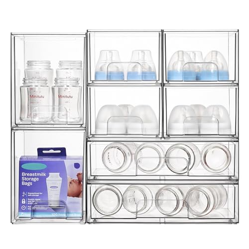 Vtopmart Clear Stackable Storage Drawers Set of 8, Plastic Organizer Bins - style: 4 Small+2 High+2 Wide
