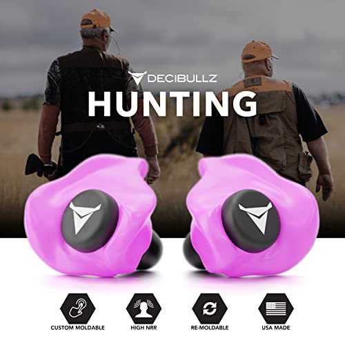 Decibullz Custom Molded Ear Plugs, 31dB NRR Shooting Ear Protection (Pink) - color: Pink