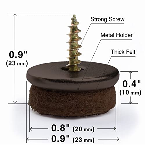 Screw-On Felt Furniture Pads X-Protector 24 PCS - 0.8” Premium Chair Glides - size: 0.8"