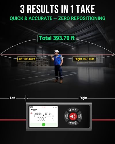 Dual Laser Measuring Tool 393Ft — Measure Both Directions at Once, Rechargeable Distance Meter with Angle Sensor & Level Bubble, 10 Modes for Construction and Home Renovation, IP54 Aluminum