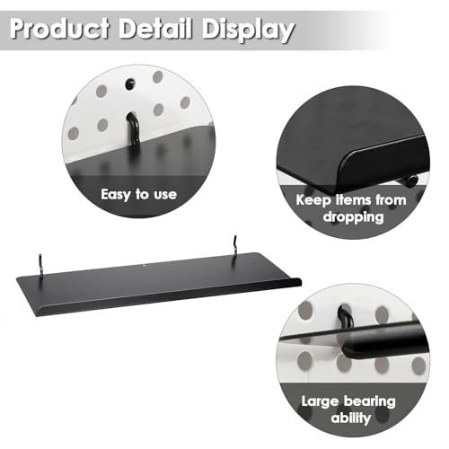 Kokone 4 Pack Metal Pegboard Shelves with Lip for 3/16 Inch(4.5mm) Paerture - size: 4 Pack