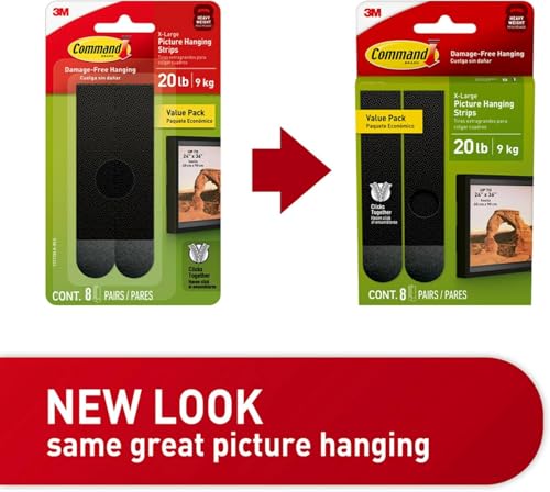 Command X-Large (20 lb) Picture Hanging Strips, 8 Pairs (16 Strips)