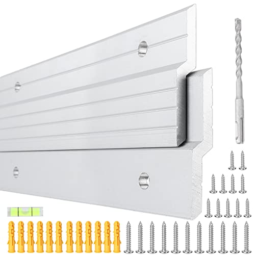 2 Pairs French Cleat Hanger 41 inch, 500 Lbs Load Heavy Duty Mirror Mounting Hardware Aluminum Z Clips Wall Interlocking Bracket Hangers Picture Hanging Kit for Hanging Mirror Picture Cabinet - size: (2 Pair) 41-inch