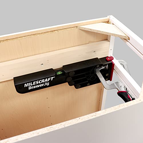 Milescraft 1341 Drawer Jig - Reversible Jigs for Easy Drawer Installation, Built in level, Non-Marring Rubber Protects Cabinets