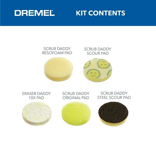Dremel Versa 5-Pack Scrub Daddy Cleaning Sponge Pads, Variety Pack for Multi-Surface Cleaning, for use in Kitchen, Household and Bathroom - Compatible with Versa Power Scrubber Tool, PC360-5 - style: Scrub Daddy Pads