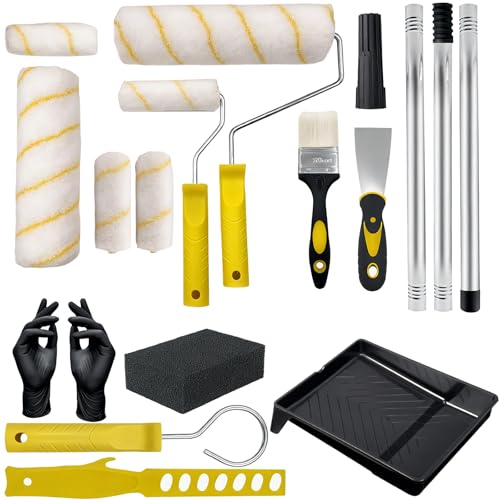 18-Piece Paint Roller Kit with 3.3ft Reinforcing Extension Pole