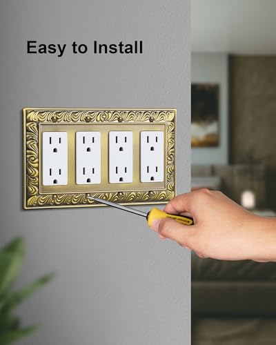 2-Pack Paisley Pattern Quad Decorator Outlet Cover Plate,Metal Wall Plate - style: 4 Decorator 2PK